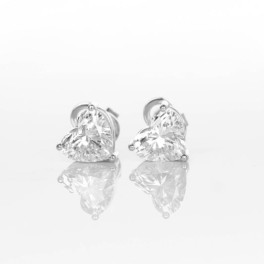 Stud Earrings Heart 2-carat