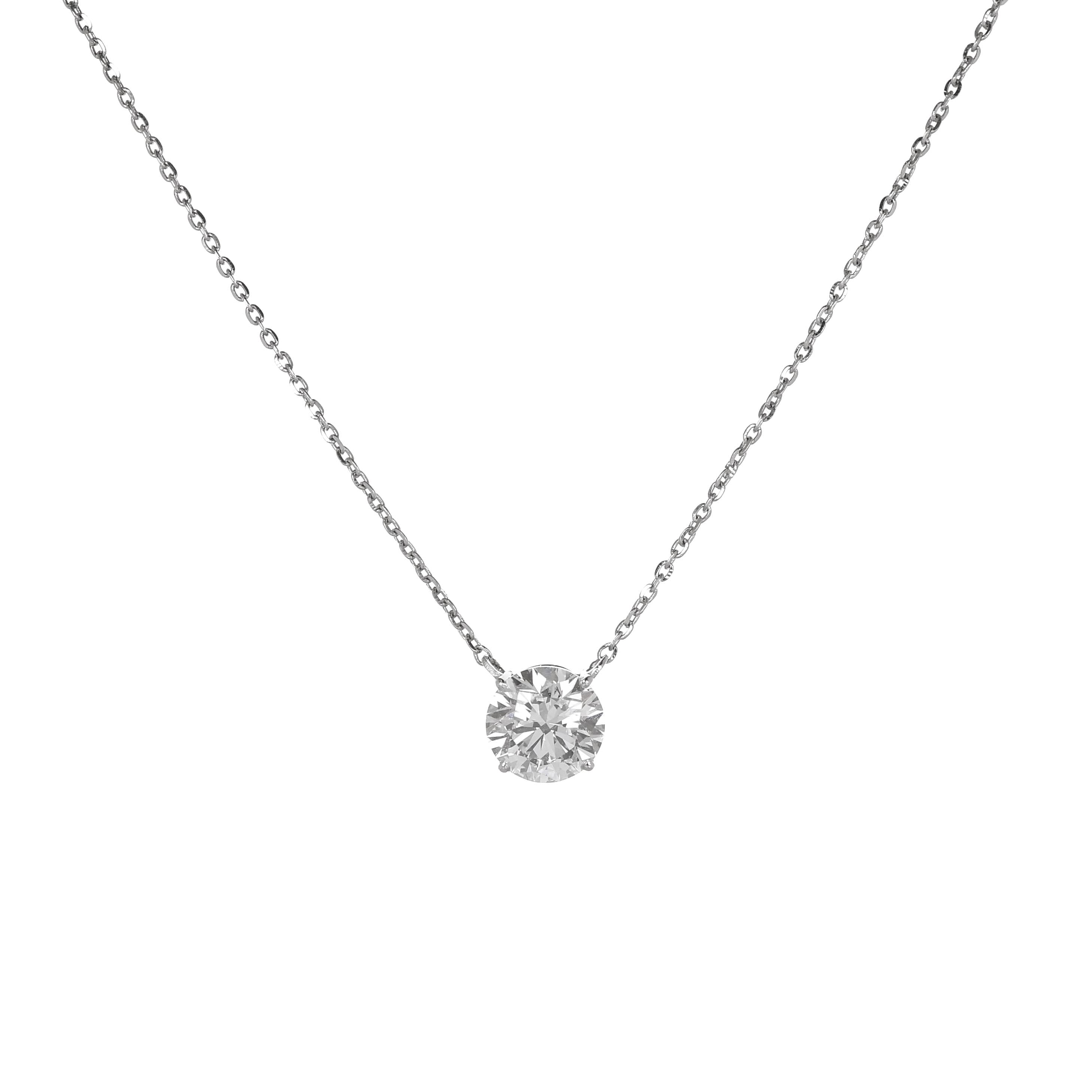 1ct Round Stud Pendant with Fixed Chain