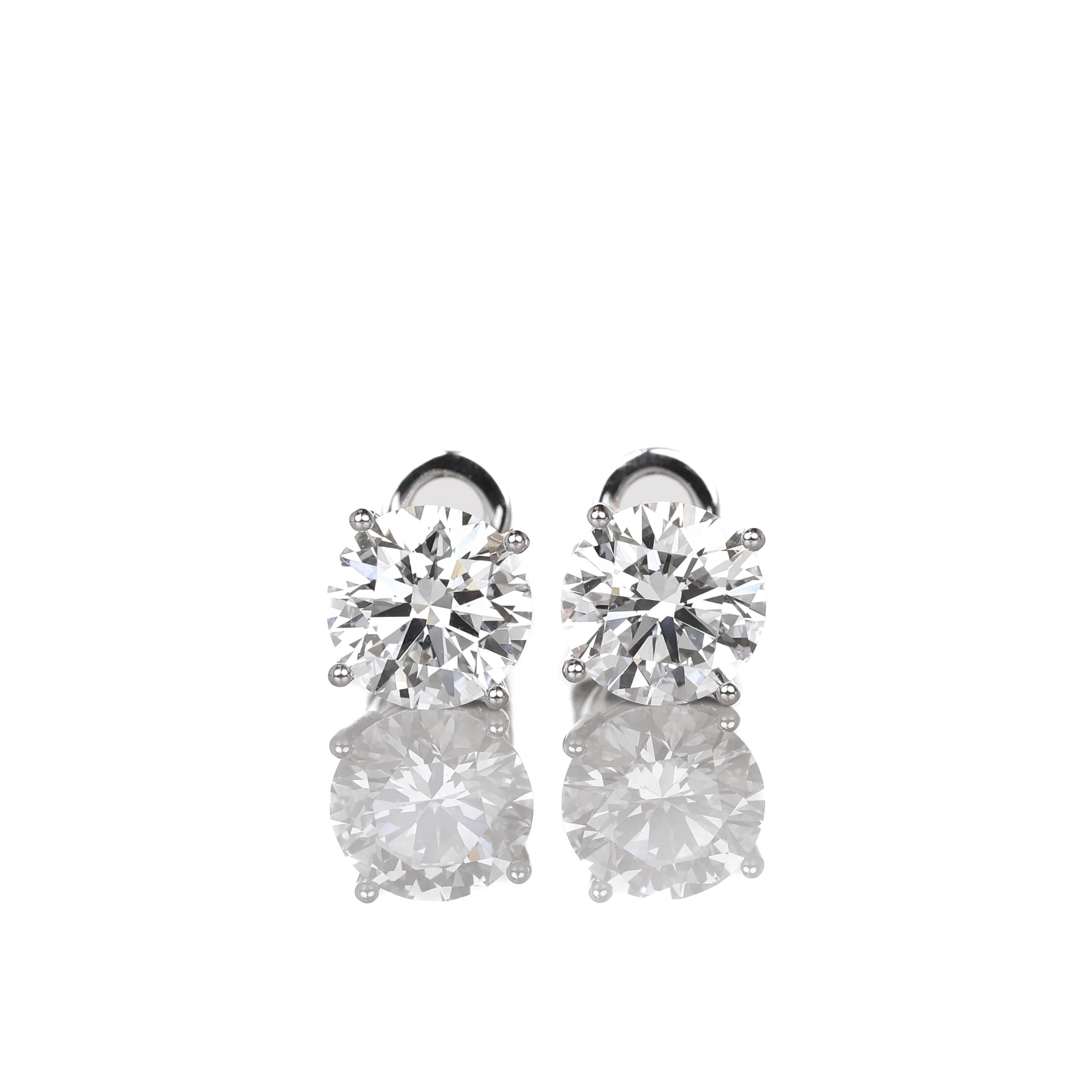 Stud Earrings 2-carat 4-Prongs