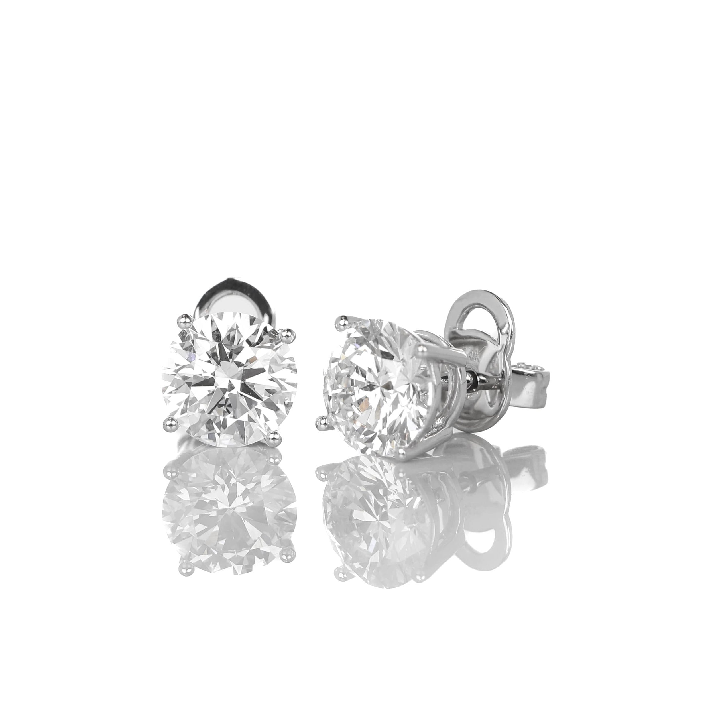 Stud Earrings 2-carat 4-Prongs