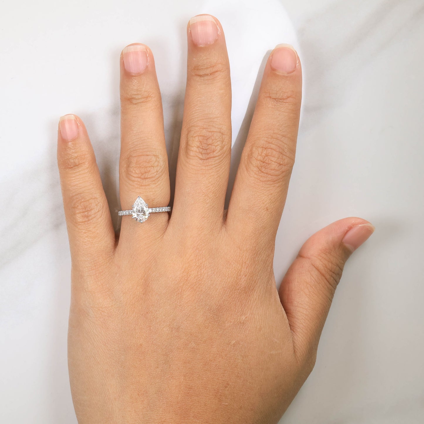 Delicate Blythe Pear 1-carat White Gold